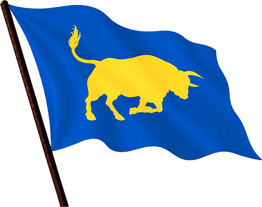 Blue flag with yellow bull